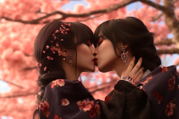 Lesbian Kiss Asian 11421