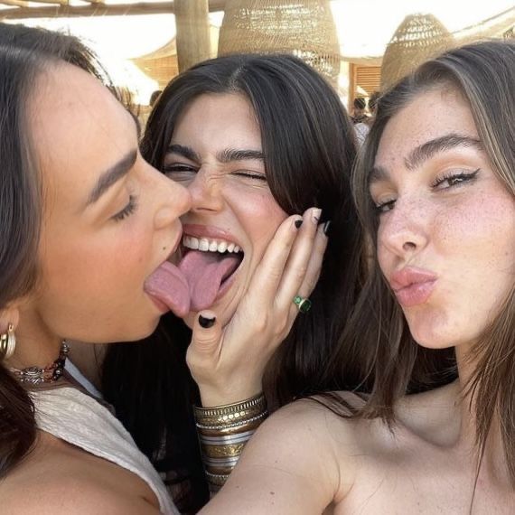 charity friend add Hot Lesbian Tongue Kiss photo