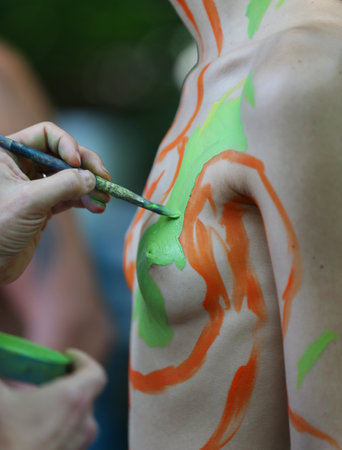 Nude Body Paint Beach 12093