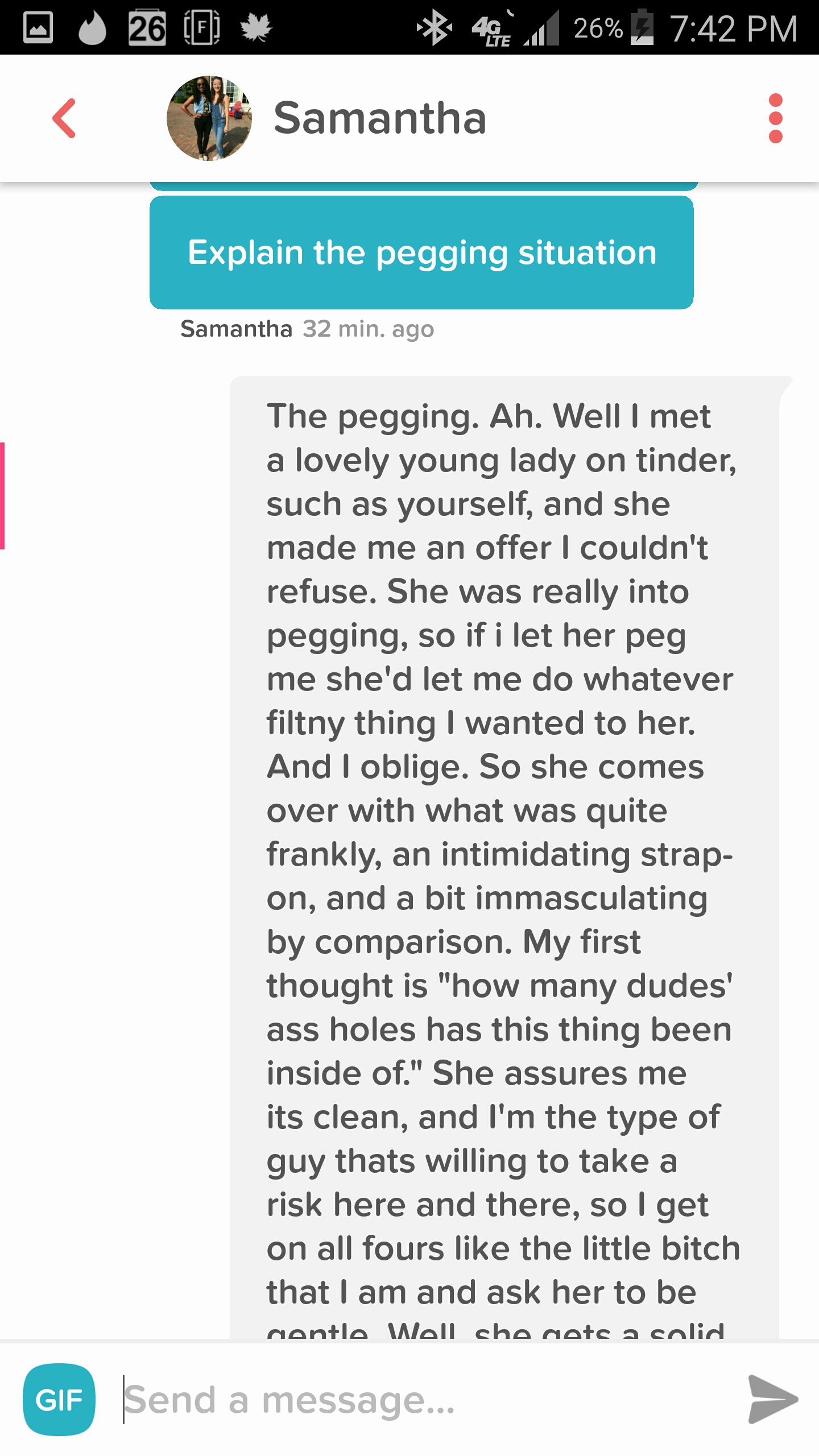 cameron chapman add Tinder Pegging photo